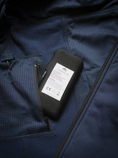 HeatX Heated Grid Fleece Mens S Blue 